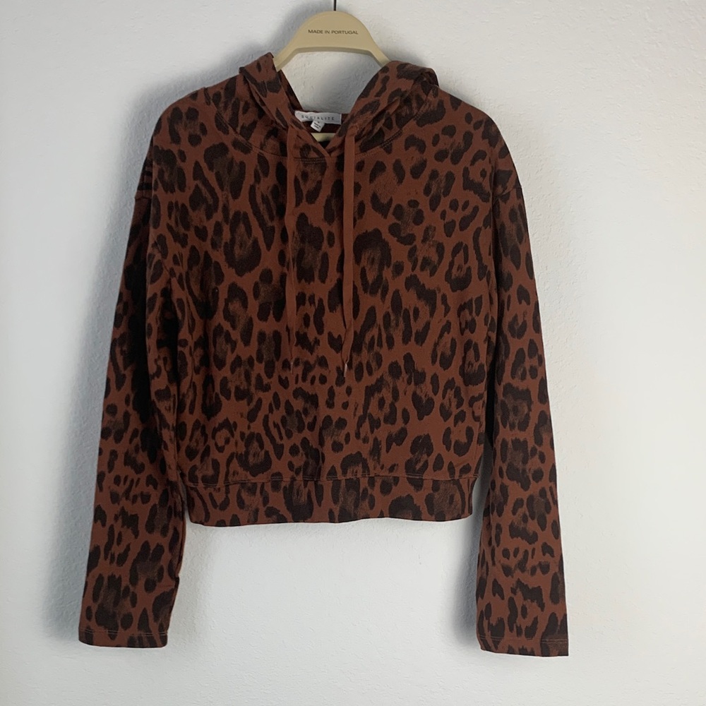 Socialite Leopard Print Hoodie in Brown and Black